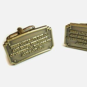 Entrance Plaque Disneyland Fantasy Wedding Suit Cufflink Cuff Links Set